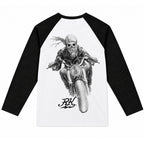 RUM KNUCKLES GHOST RIDER Baseball Tee - White/Black - back