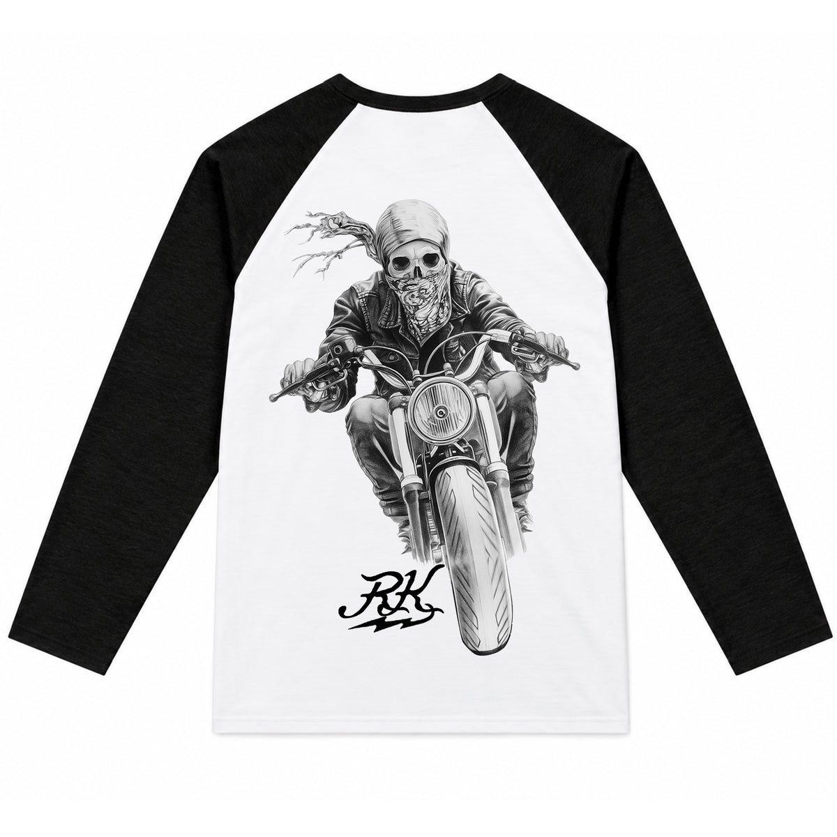 RUM KNUCKLES GHOST RIDER Baseball Tee - White/Black - back