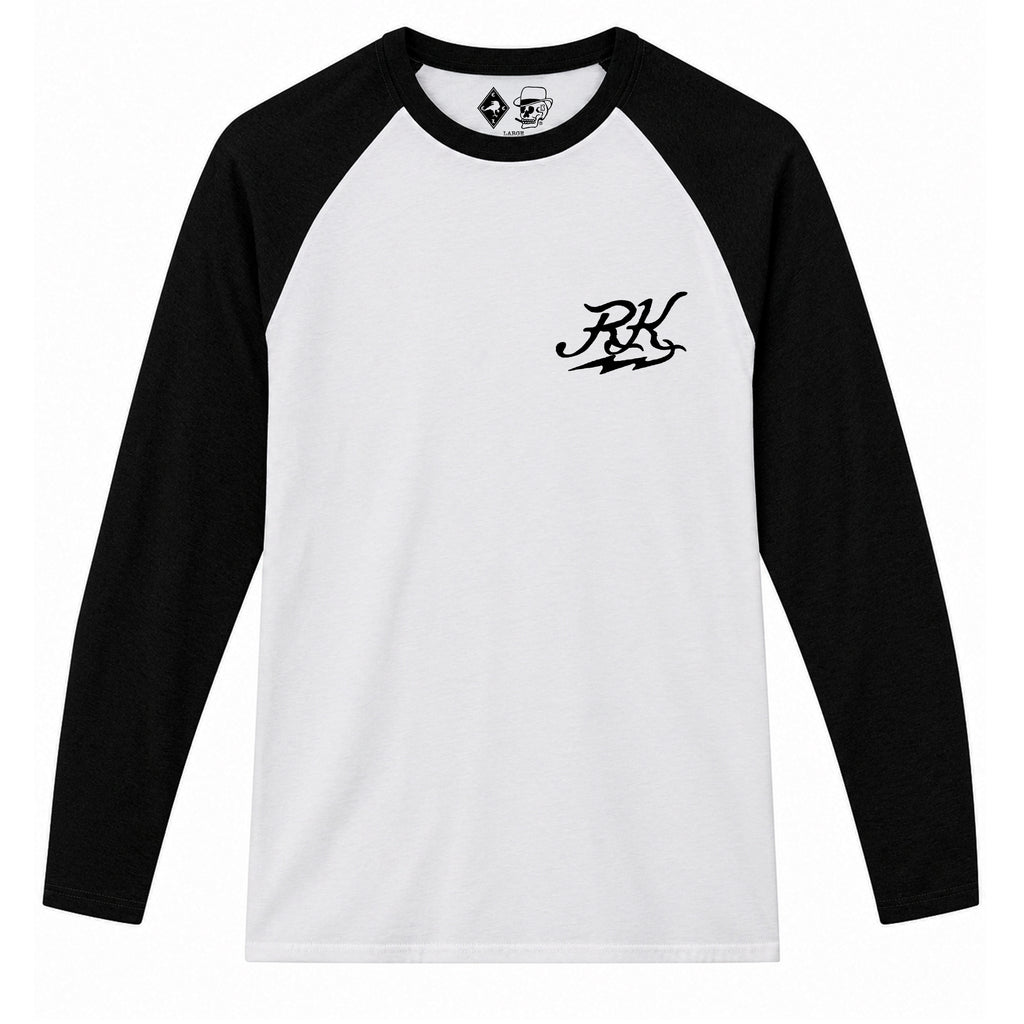 RUM KNUCKLES GHOST RIDER Baseball Tee - White/Black - front
