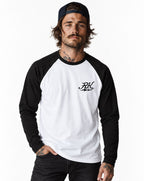 RUM KNUCKLES GHOST RIDER Baseball Tee - White/Black - model front