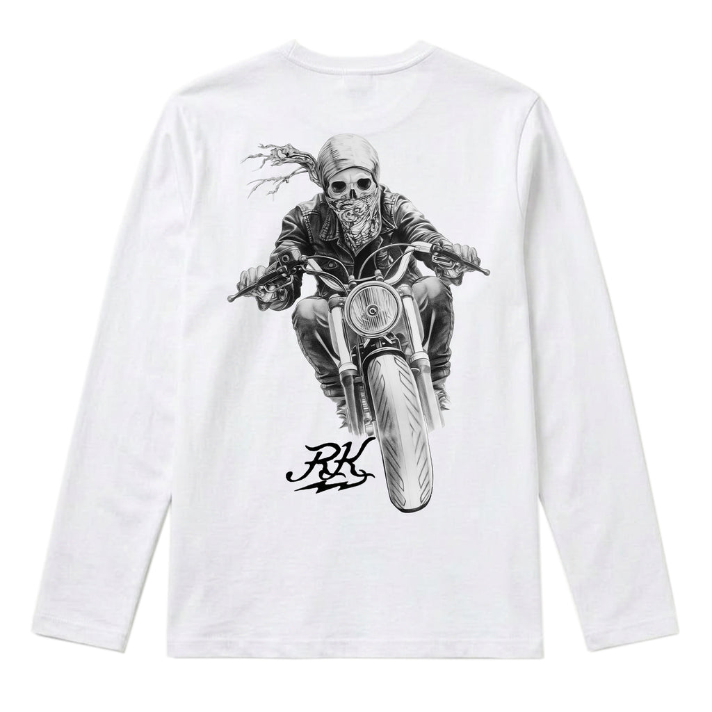 RUM KNUCKLES GHOST RIDER Long Sleeve Tee - White - back