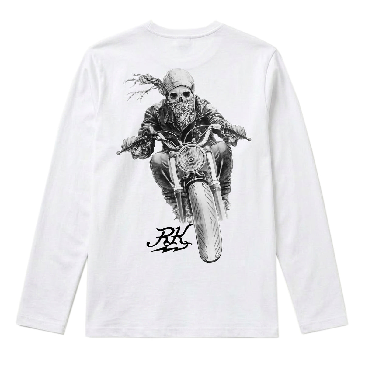 RUM KNUCKLES GHOST RIDER Long Sleeve Tee - White - back