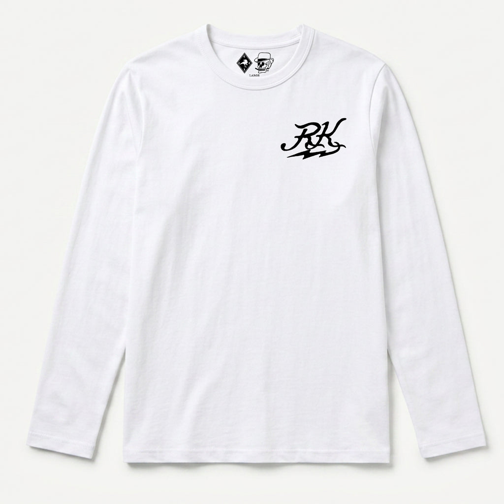 RUM KNUCKLES GHOST RIDER Long Sleeve Tee - White - front