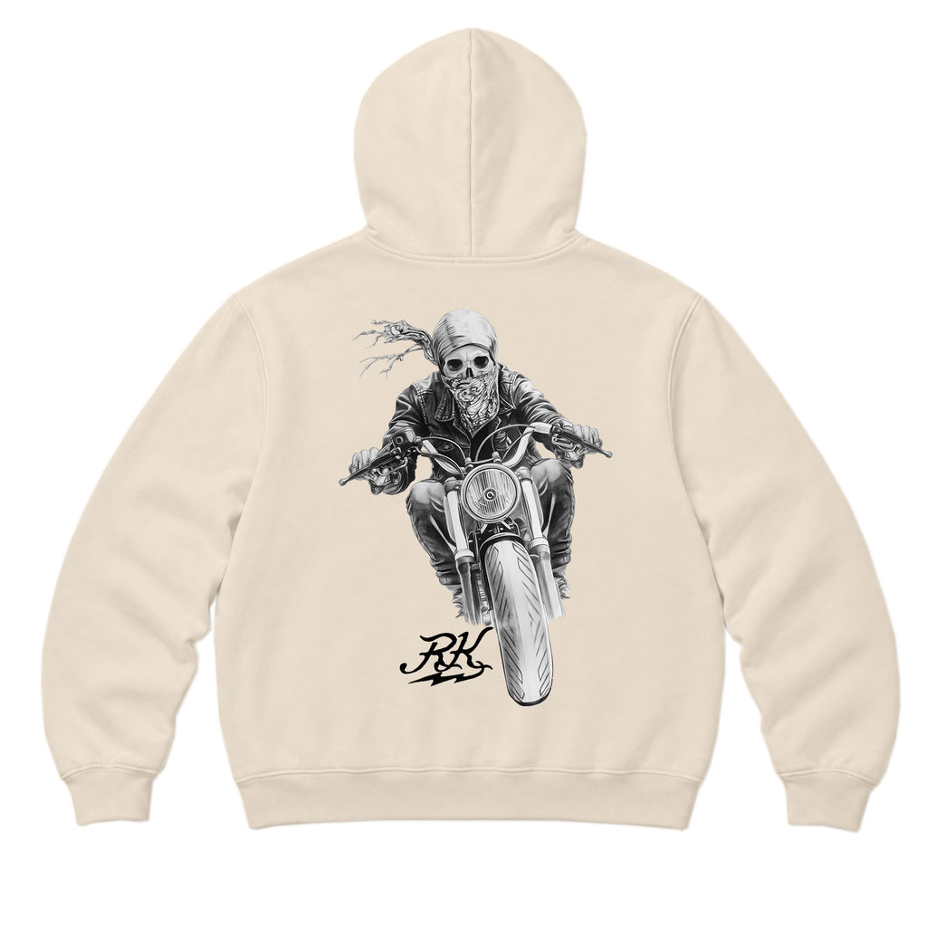 RUM KNUCKLES GHOST RIDER Zip Hoodie - Ecru - back