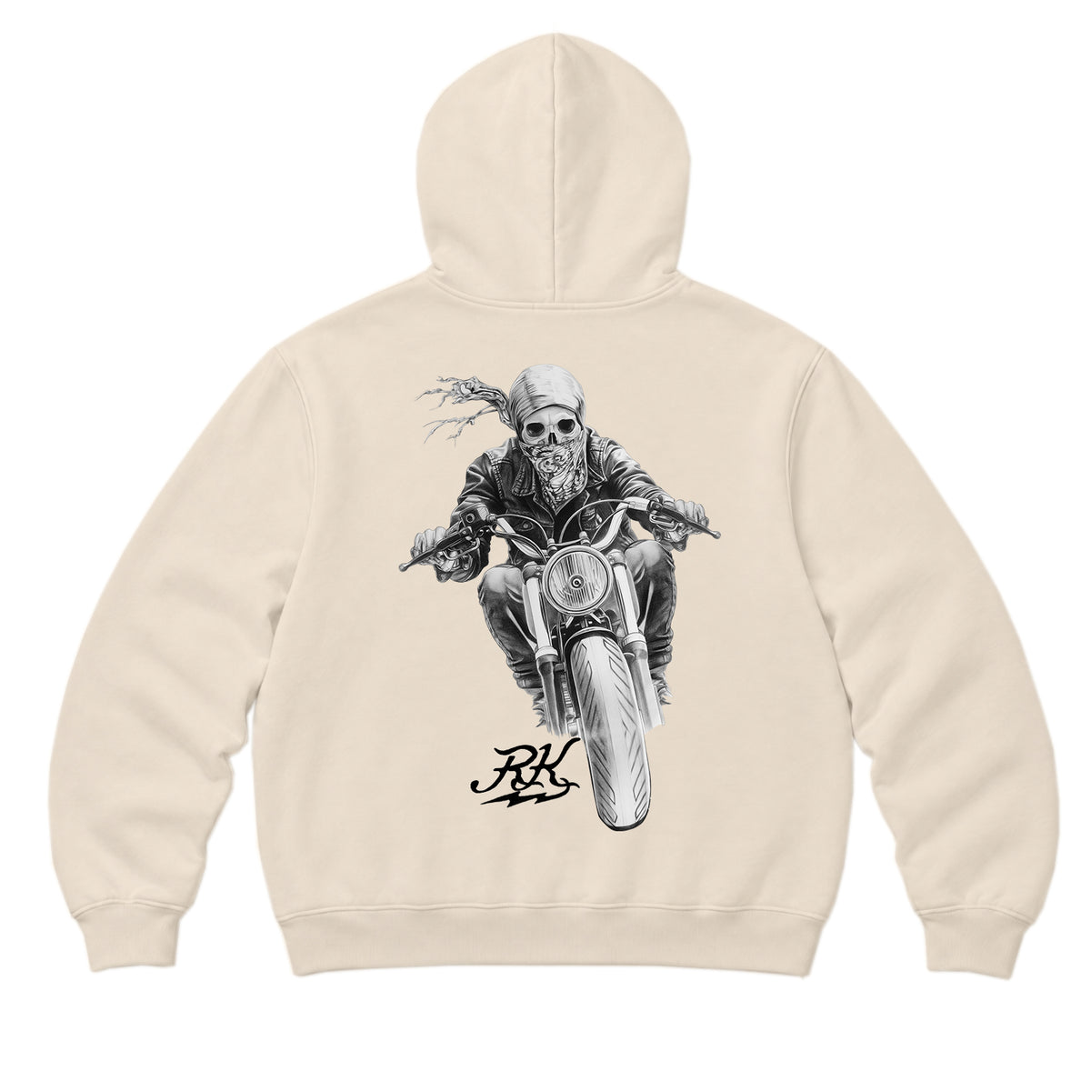 RUM KNUCKLES GHOST RIDER Zip Hoodie - Ecru - back