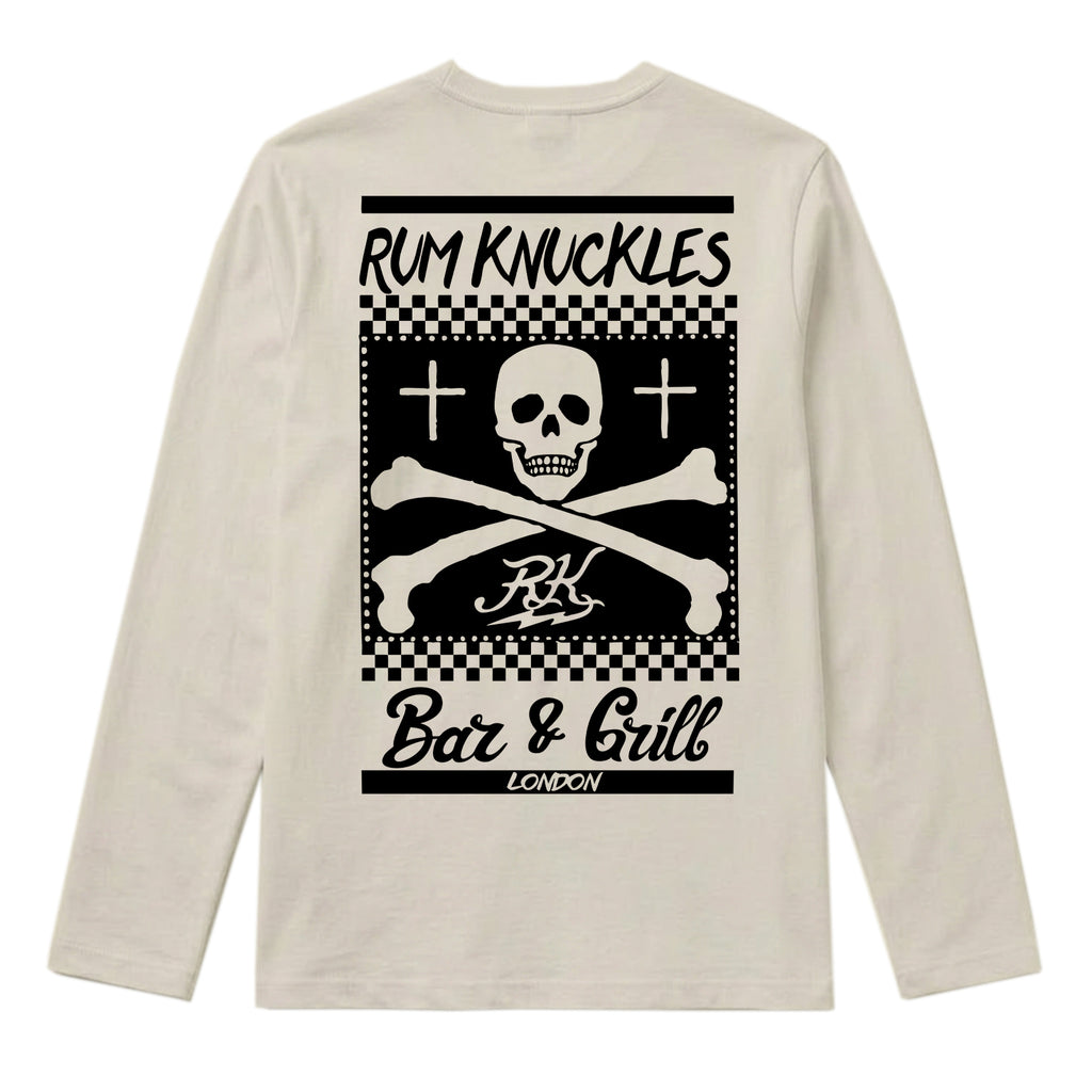 RUM KNUCKLES BAR & GRILL Long Sleeve Tee - Ecru - back