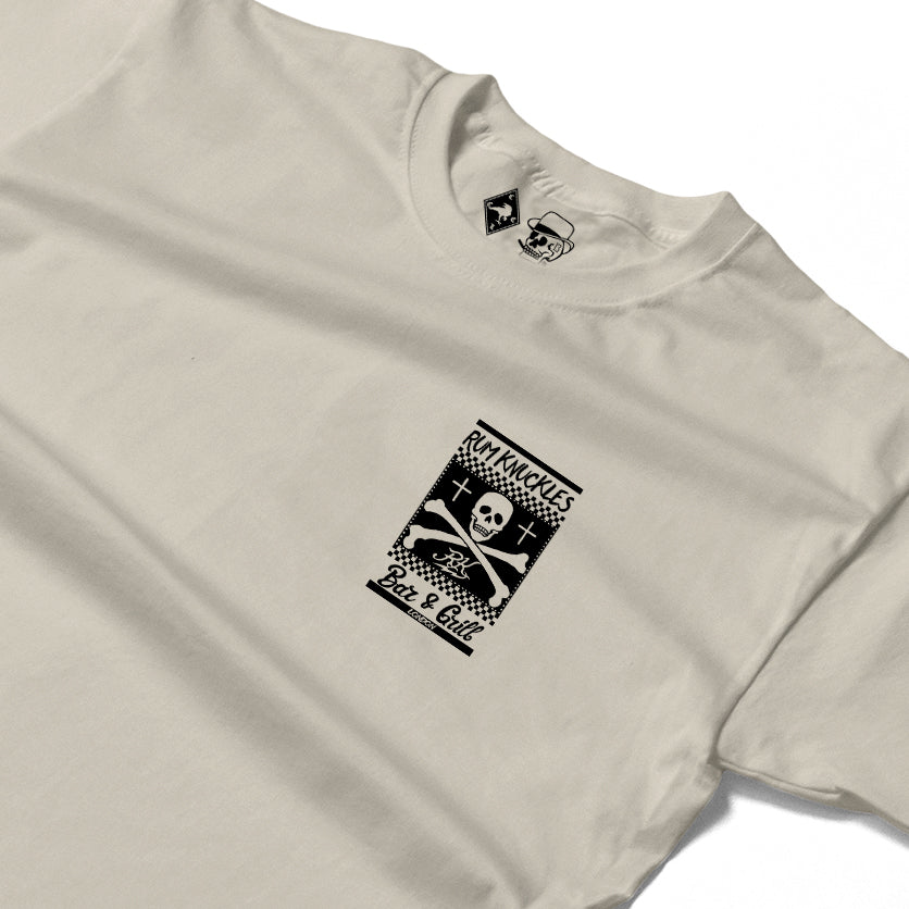 RUM KNUCKLES BAR & GRILL Long Sleeve Tee - Ecru - detail