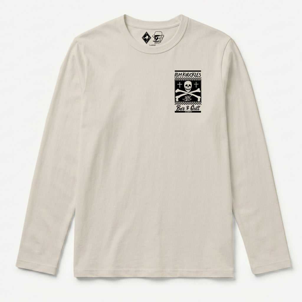 RUM KNUCKLES BAR & GRILL Long Sleeve Tee - Ecru - front