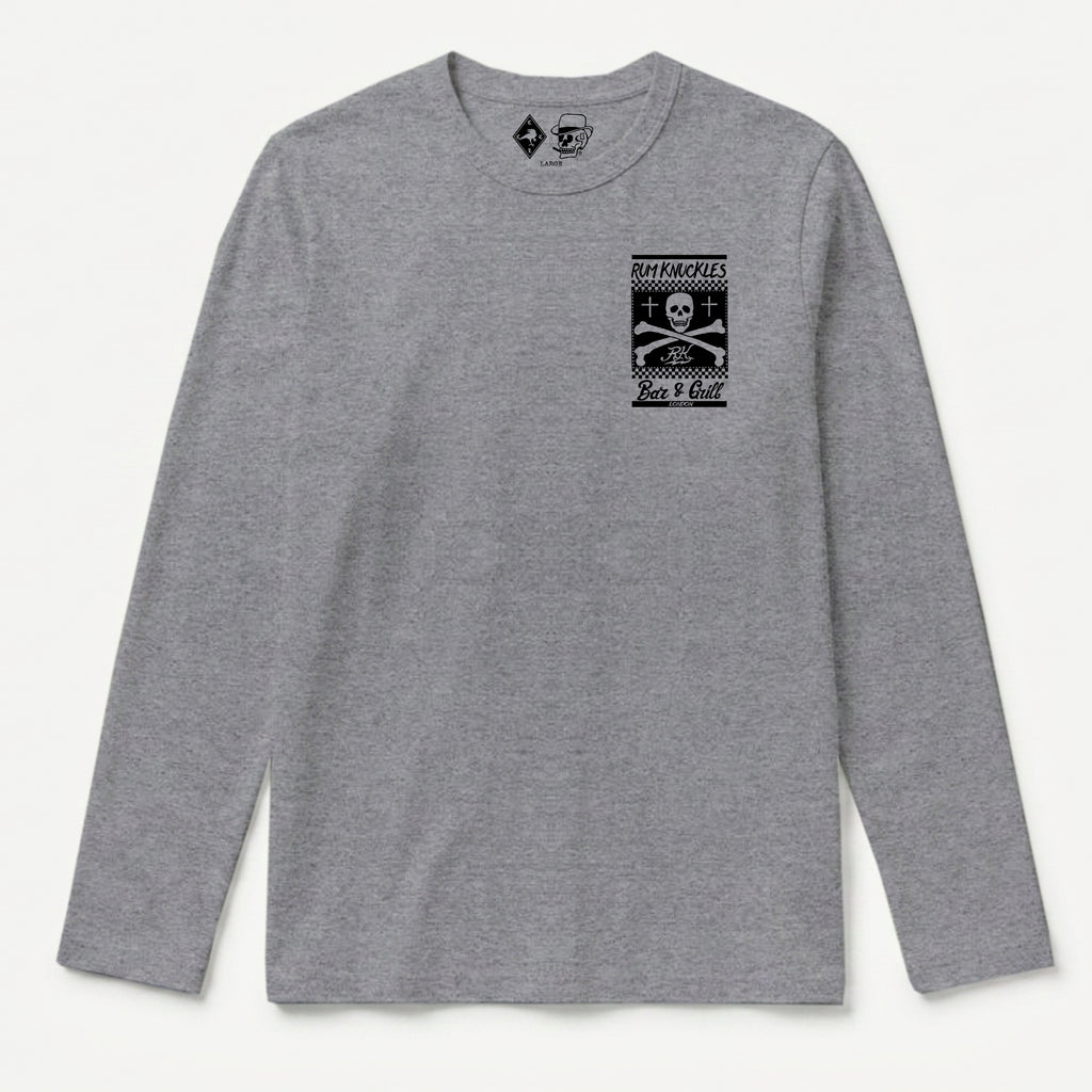 RUM KNUCKLES BAR & GRILL Long Sleeve Tee - Heather Grey - front