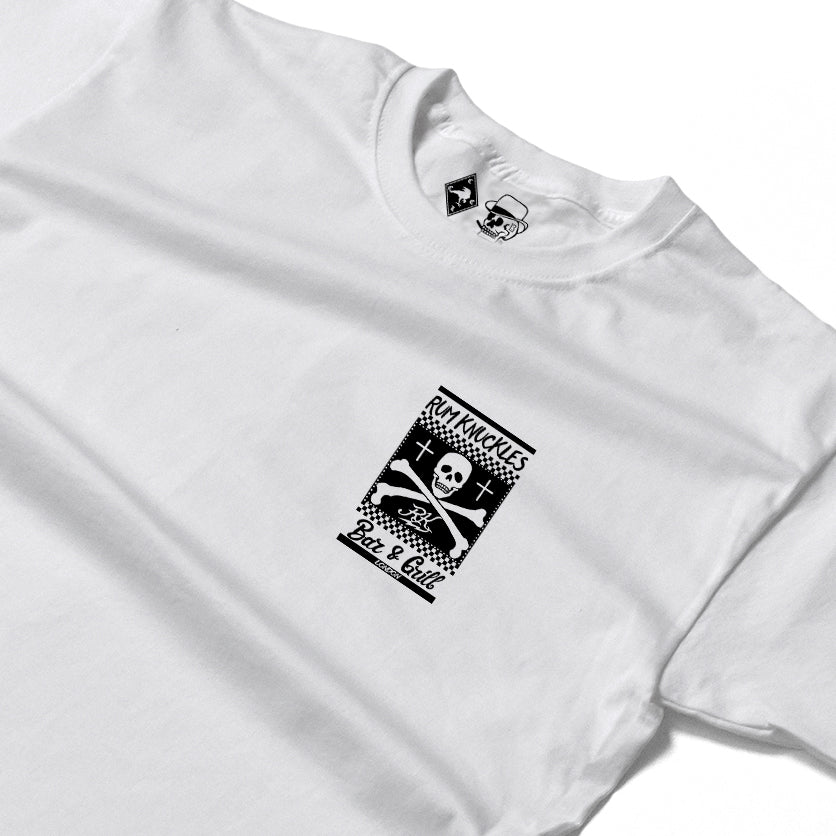 RUM KNUCKLES BAR & GRILL Long Sleeve Tee - White - detail