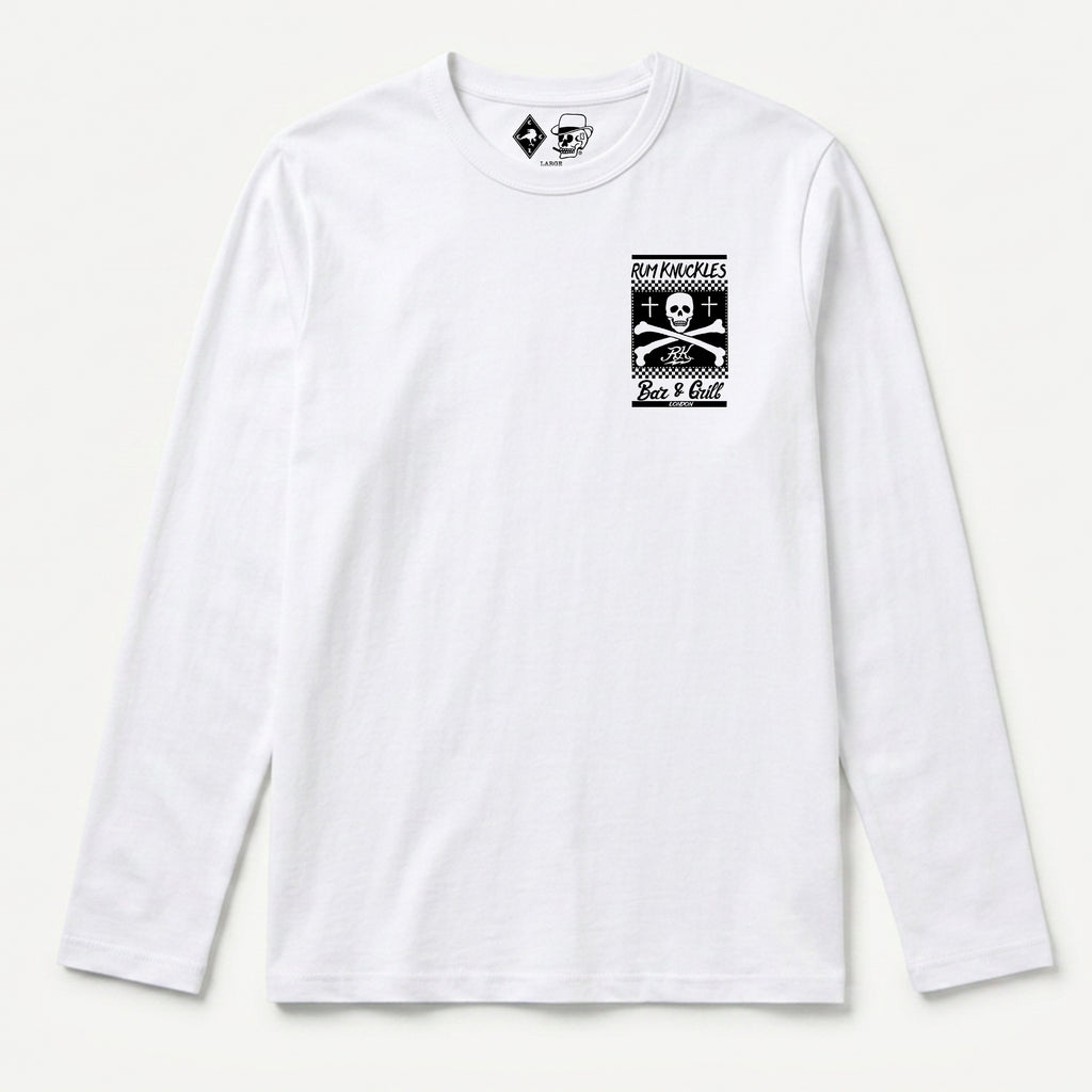 RUM KNUCKLES BAR & GRILL Long Sleeve Tee - White - front