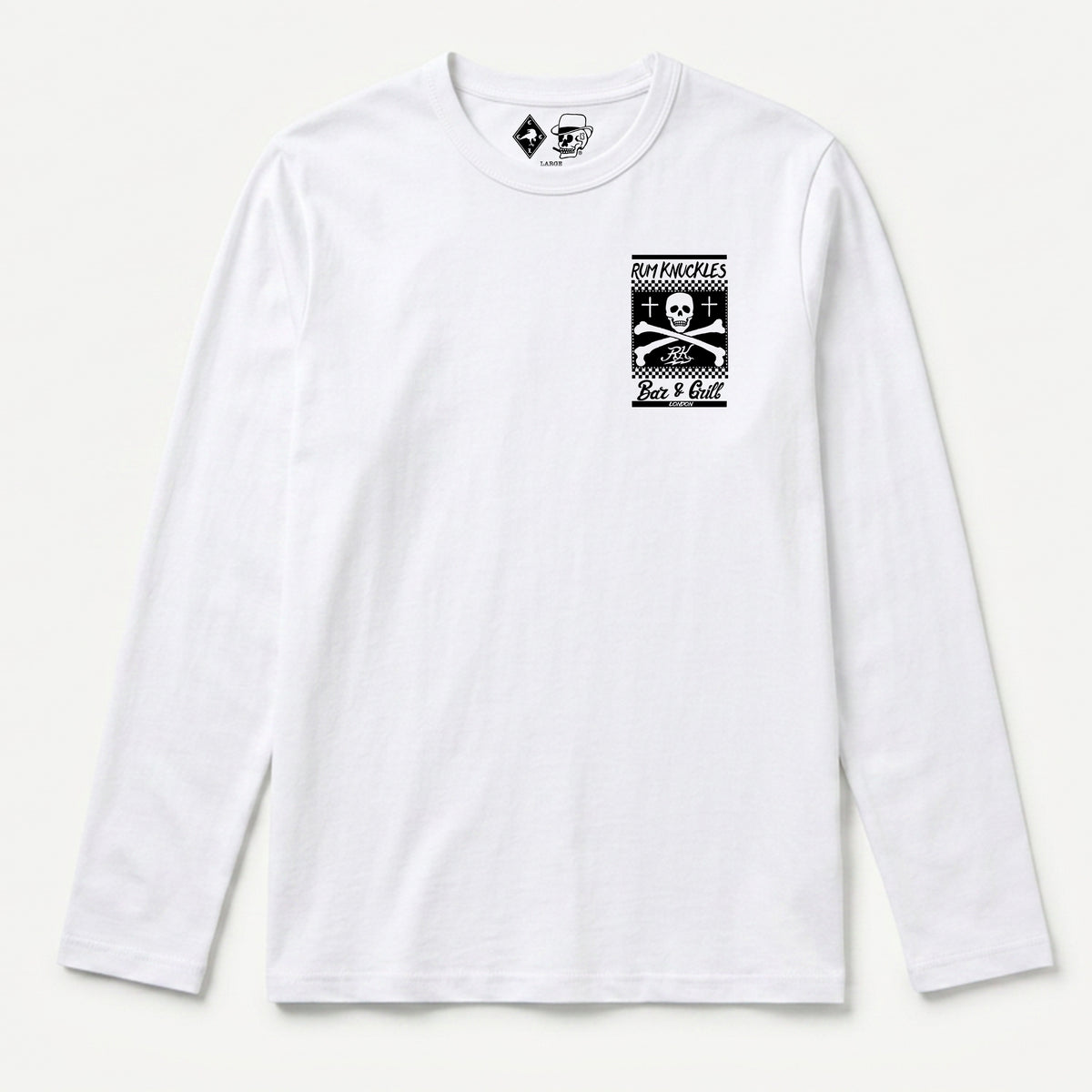 RUM KNUCKLES BAR & GRILL Long Sleeve Tee - White - front