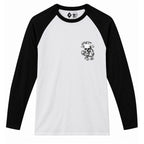 RUM KNUCKLES CROSS BONES Baseball Tee - White/Black - front
