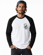 RUM KNUCKLES CROSS BONES Baseball Tee - White/Black - model front