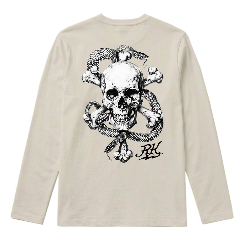 RUM KNUCKLES CROSS BONES Long Sleeve Tee - Ecru - back