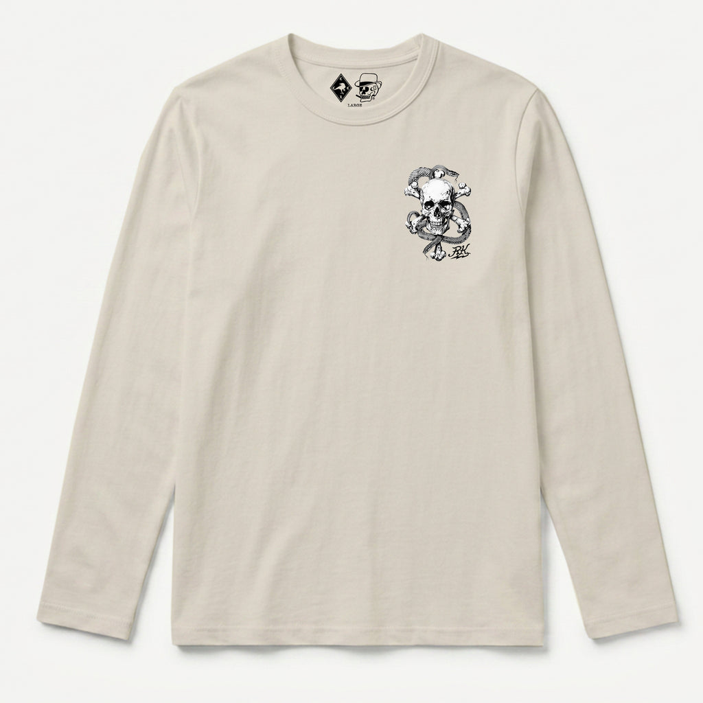 RUM KNUCKLES CROSS BONES Long Sleeve Tee - Ecru - front