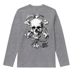 RUM KNUCKLES CROSS BONES Long Sleeve Tee - Heather Grey - back