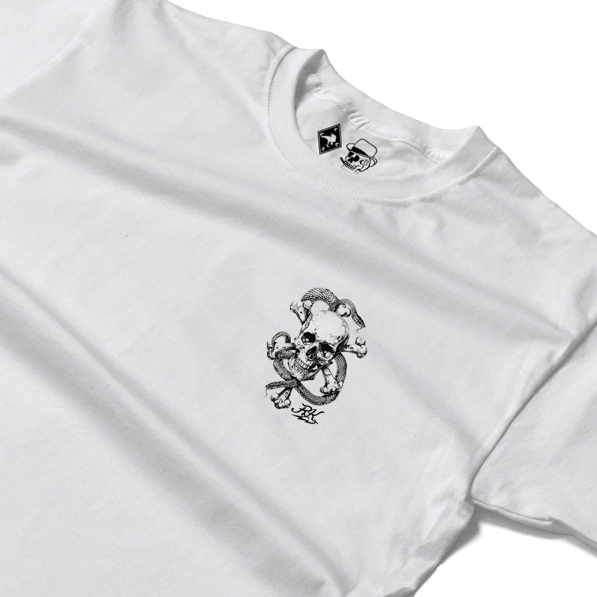 RUM KNUCKLES CROSS BONES Long Sleeve Tee - White - detail
