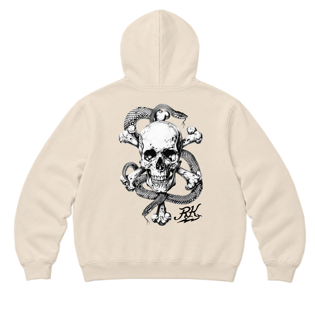 RUM KNUCKLES CROSS BONES Zip Hoodie - Ecru - back