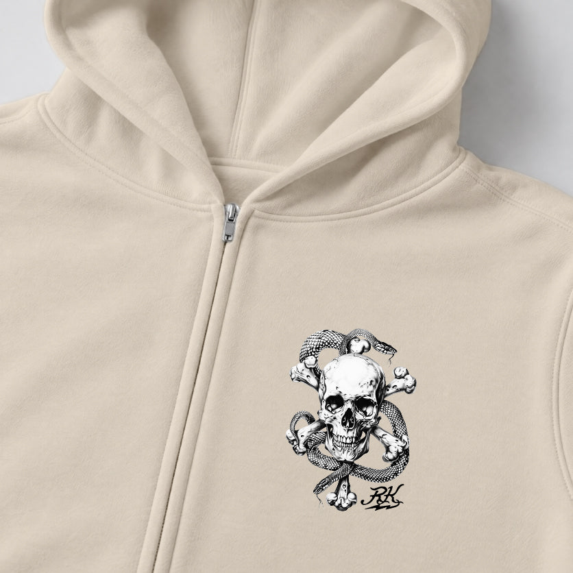 RUM KNUCKLES CROSS BONES Zip Hoodie - Ecru - detail