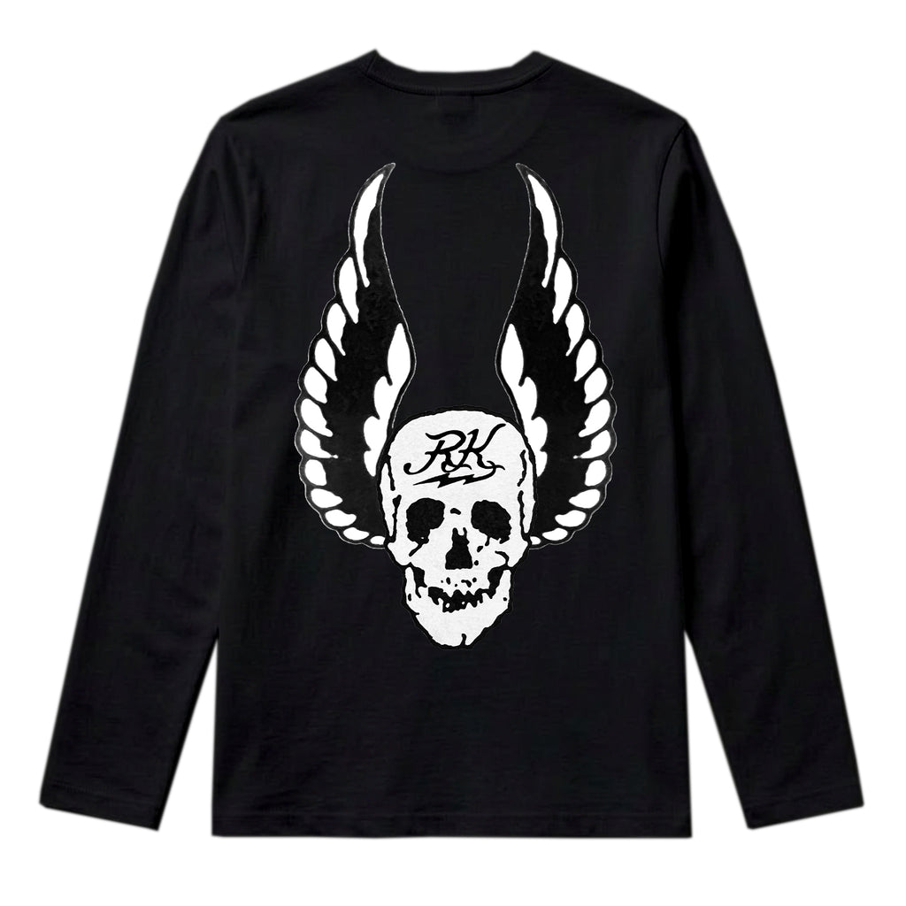 RUM KNUCKLES WINGS Long Sleeve Tee - Black - back
