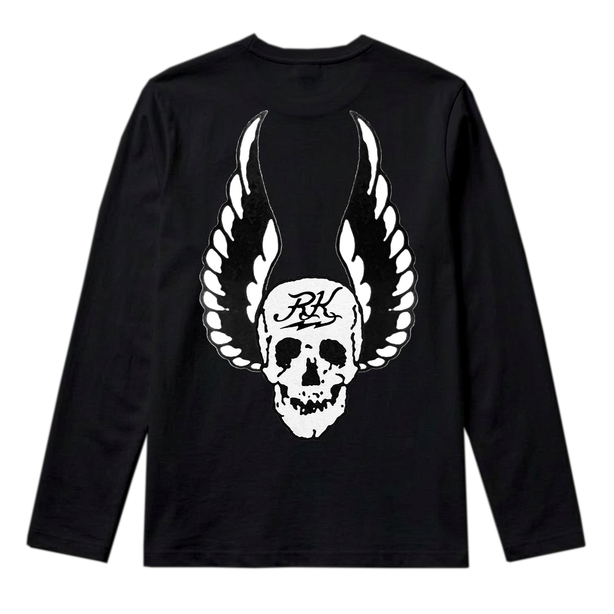 RUM KNUCKLES WINGS Long Sleeve Tee - Black - back