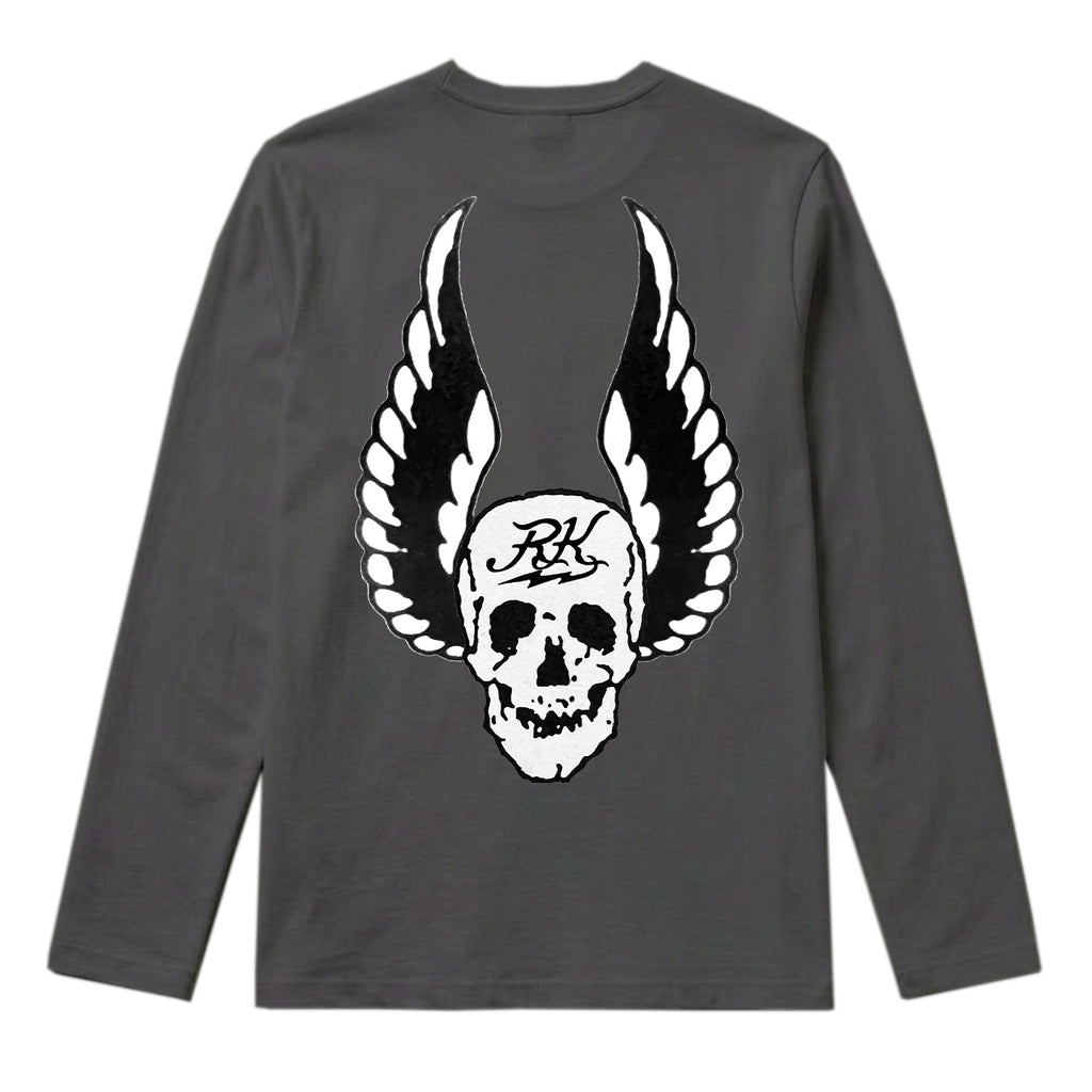 RUM KNUCKLES WINGS Long Sleeve Tee - Charcoal - back