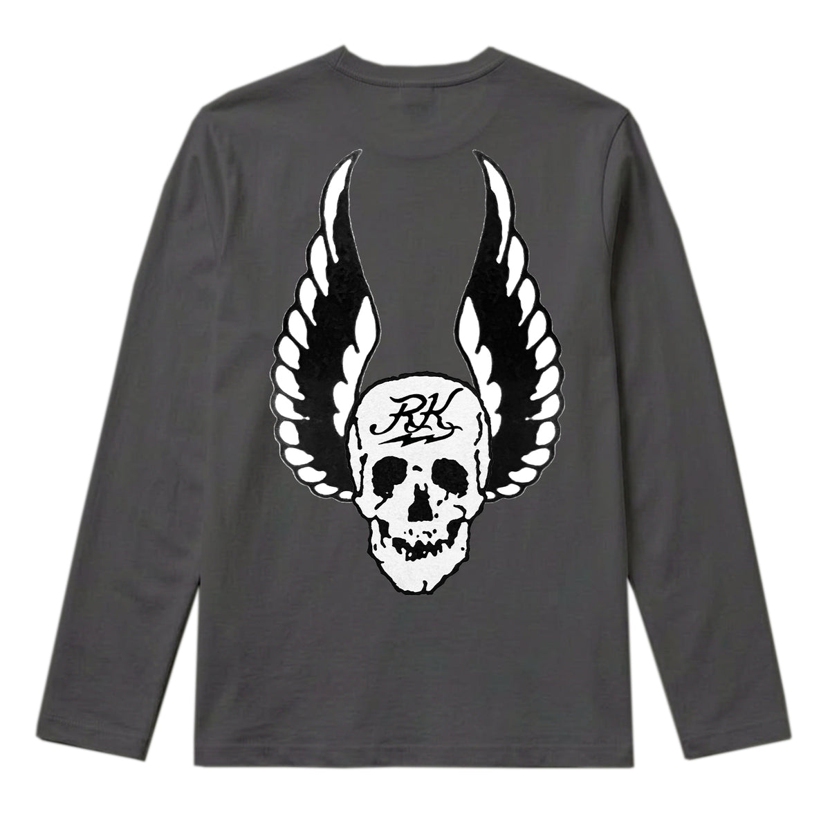 RUM KNUCKLES WINGS Long Sleeve Tee - Charcoal - back