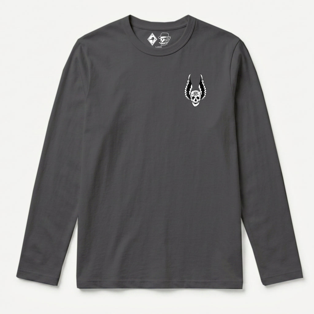 RUM KNUCKLES WINGS Long Sleeve Tee - Charcoal - front