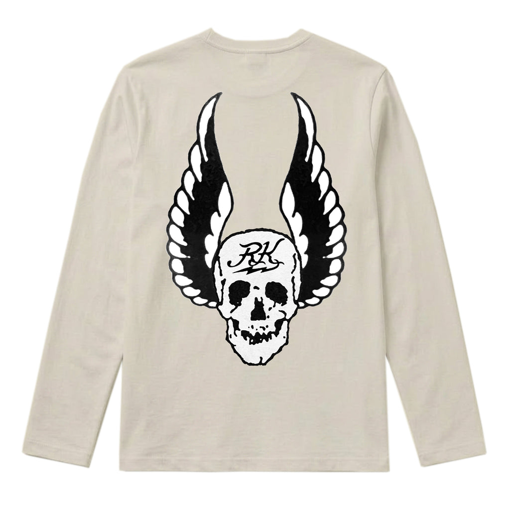 RUM KNUCKLES WINGS Long Sleeve Tee - Ecru - back