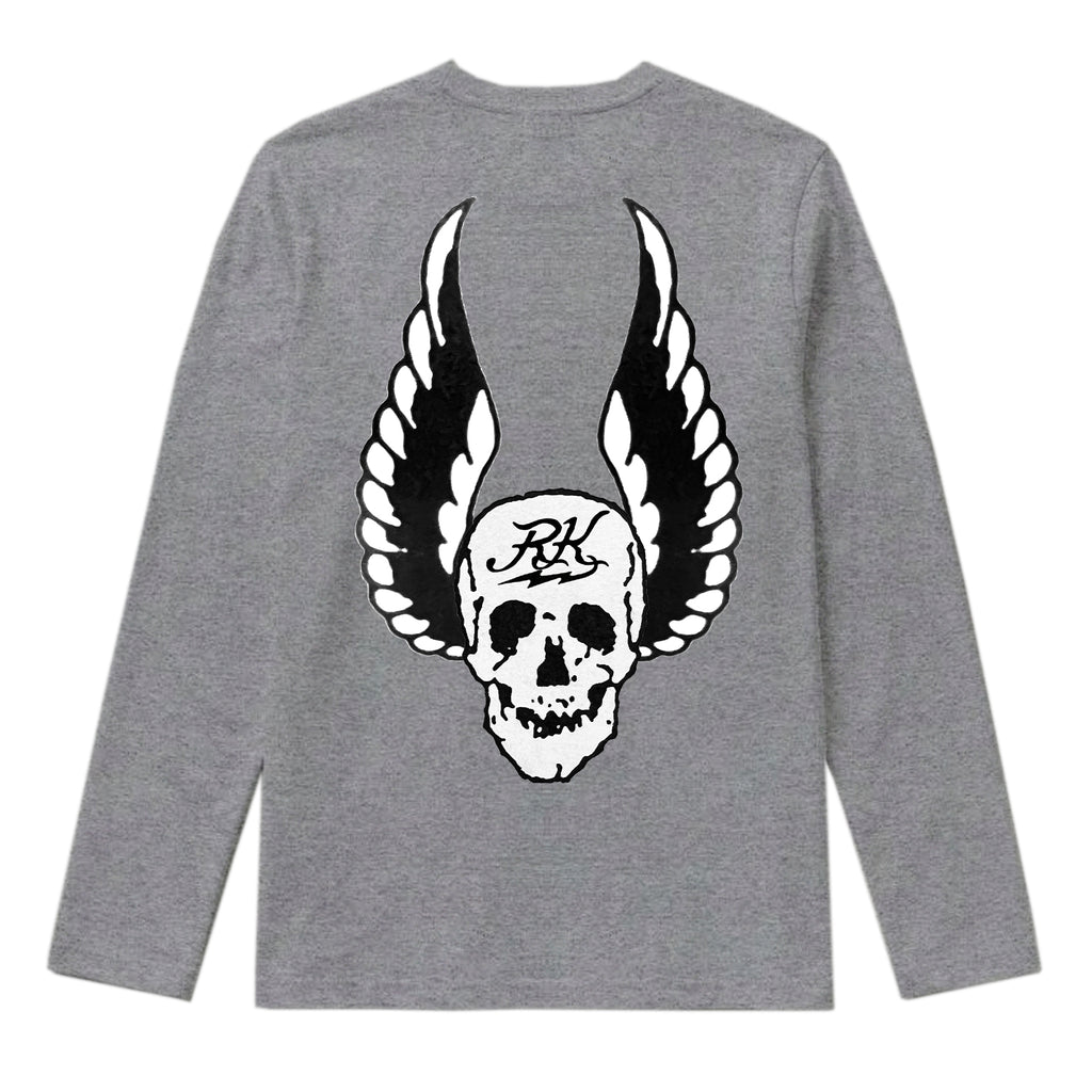 RUM KNUCKLES WINGS Long Sleeve Tee - Heather Grey - back