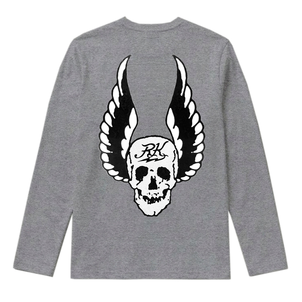 RUM KNUCKLES WINGS Long Sleeve Tee - Heather Grey - back