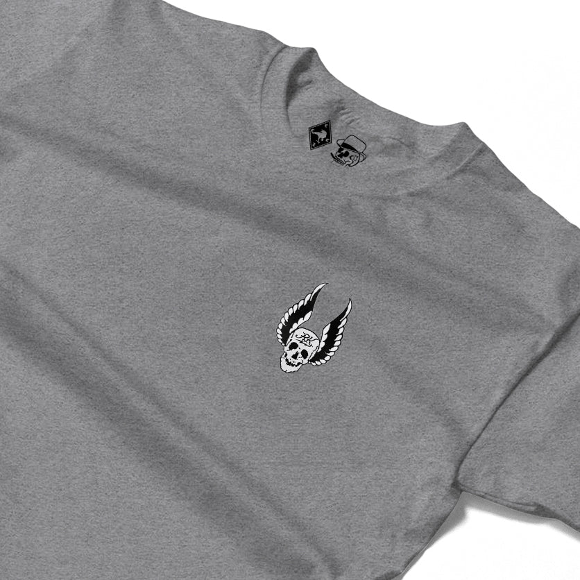 RUM KNUCKLES WINGS Long Sleeve Tee - Heather Grey - detail