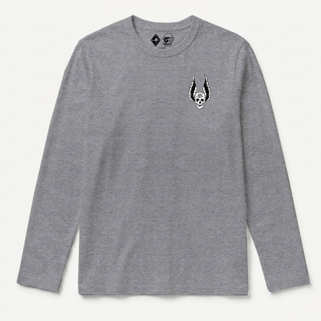 RUM KNUCKLES WINGS Long Sleeve Tee - Heather Grey - front