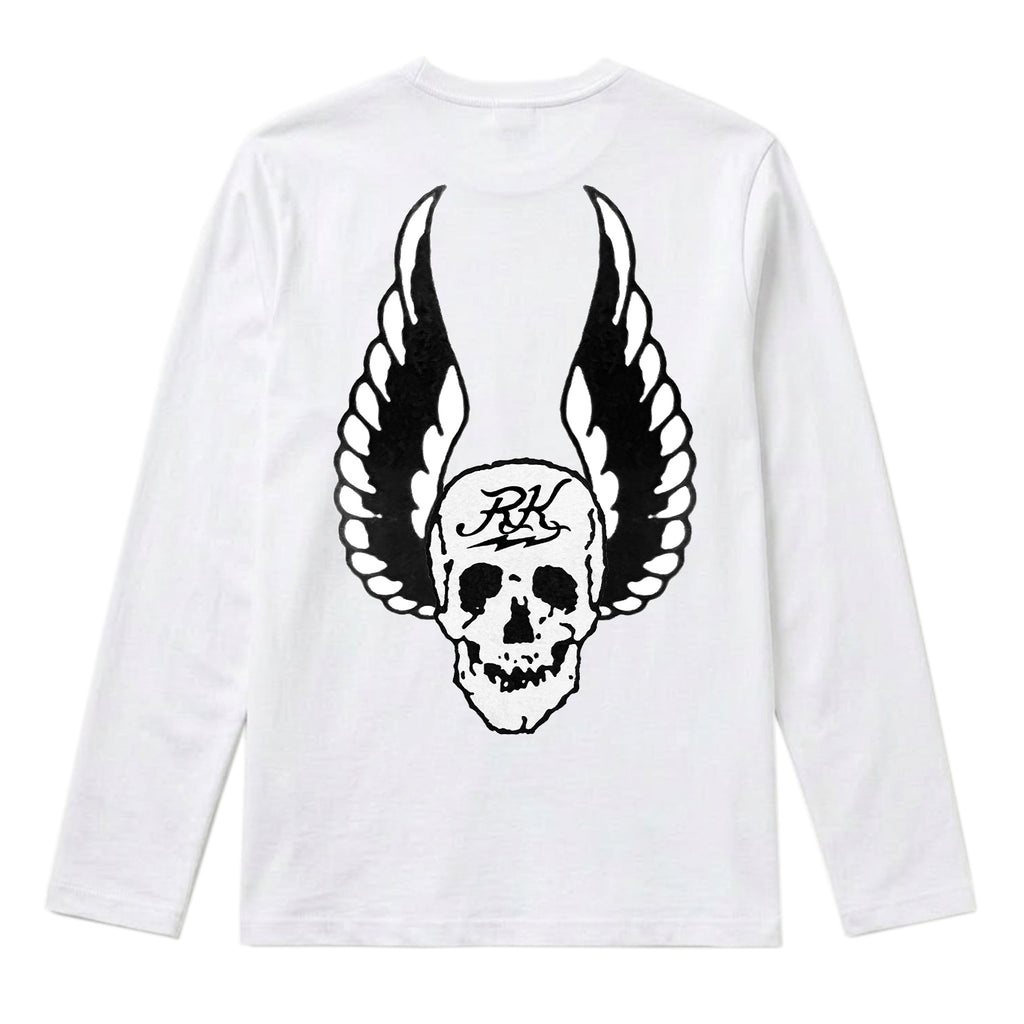 RUM KNUCKLES WINGS Long Sleeve Tee - White - back