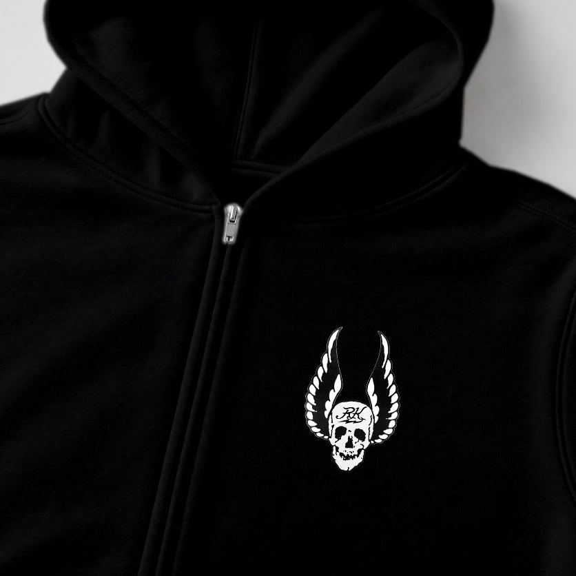 RUM KNUCKLES WINGS Zip Hoodie - Black - detail