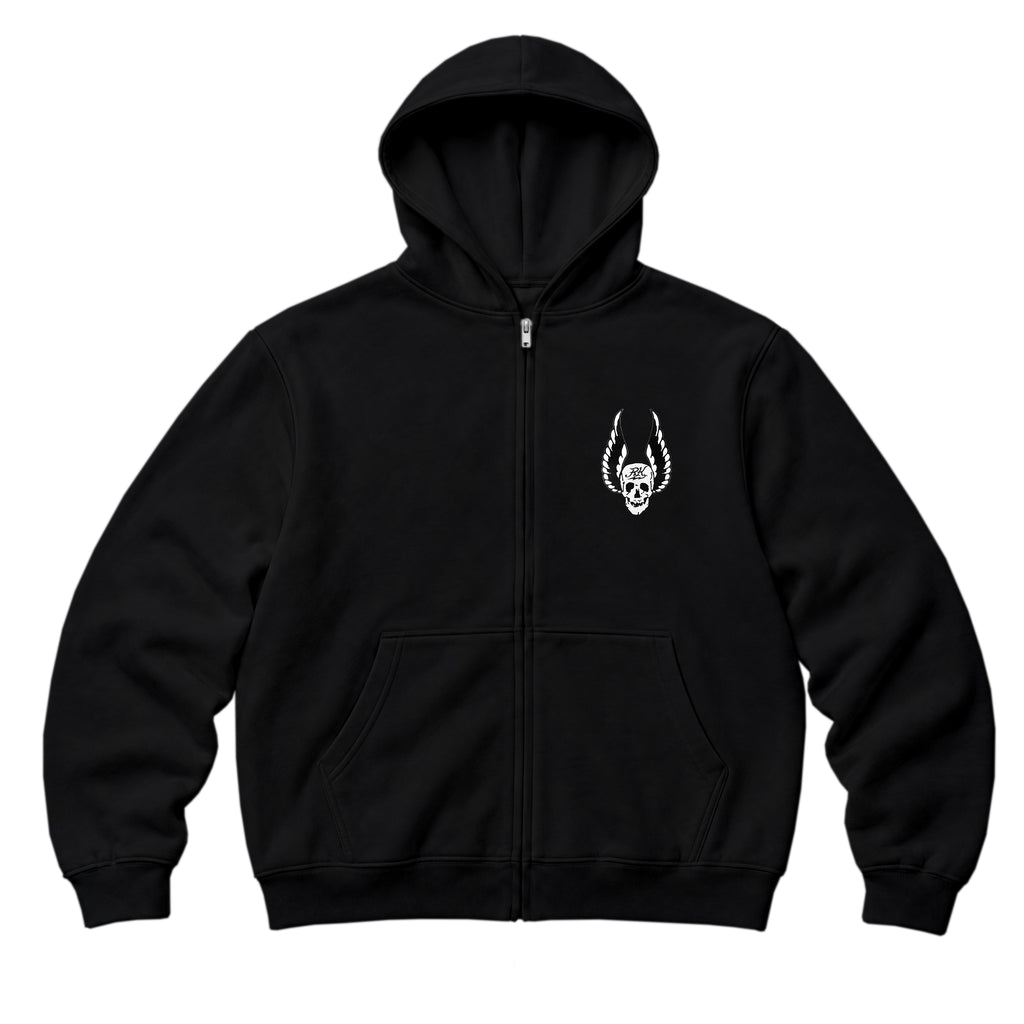 RUM KNUCKLES WINGS Zip Hoodie - Black - front
