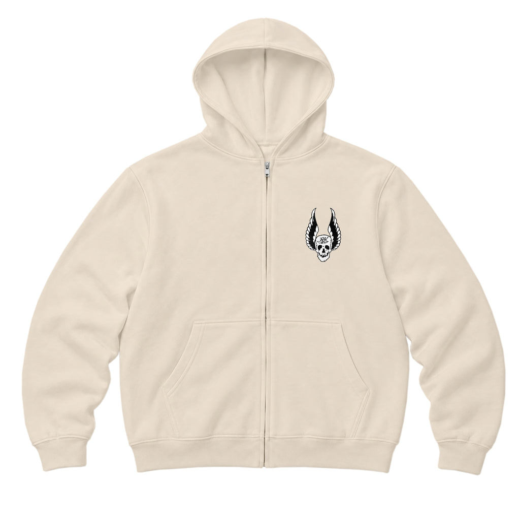 RUM KNUCKLES WINGS Zip Hoodie - Ecru - front