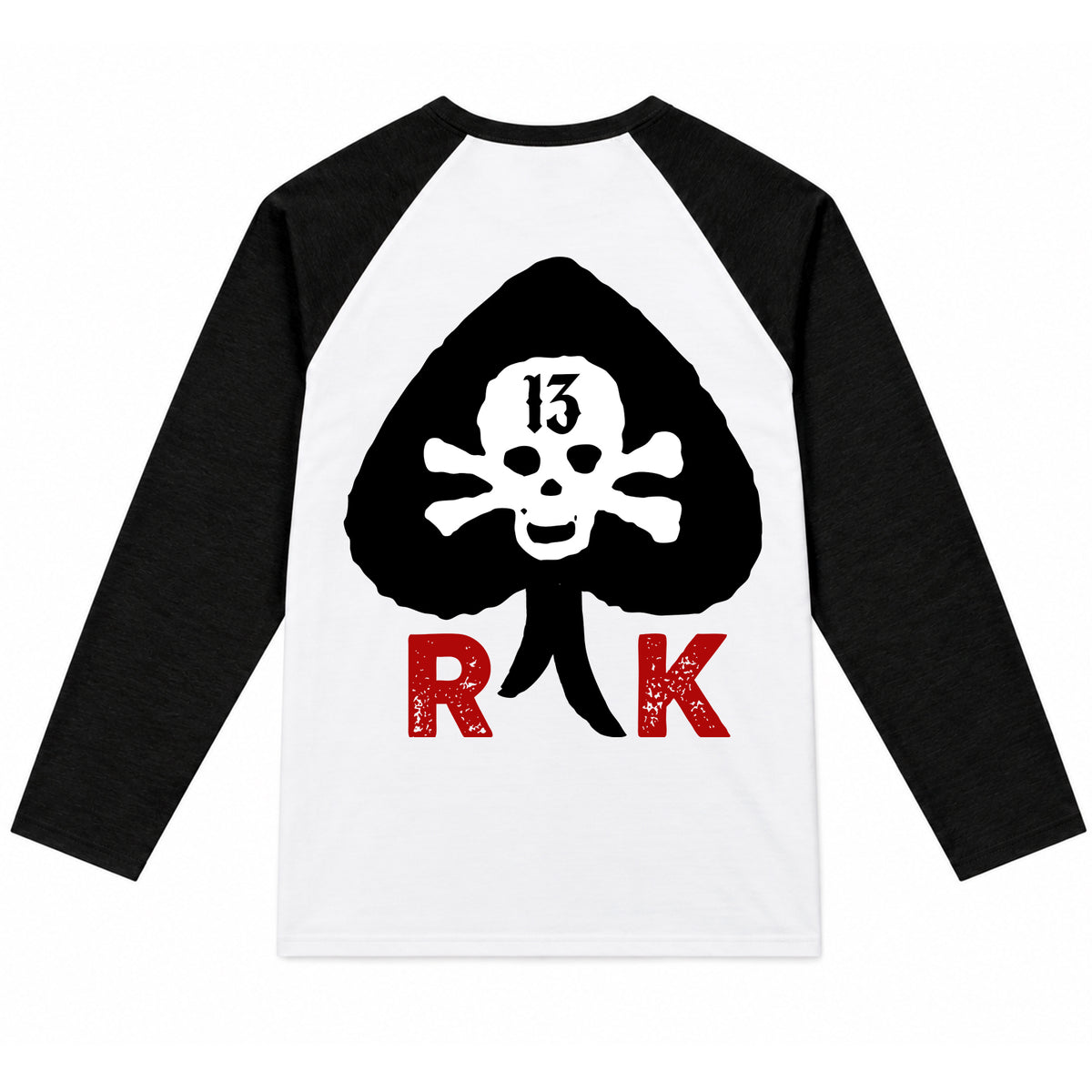 RUM KNUCKLES RK SPADE 13 Baseball Tee - White/Black - back