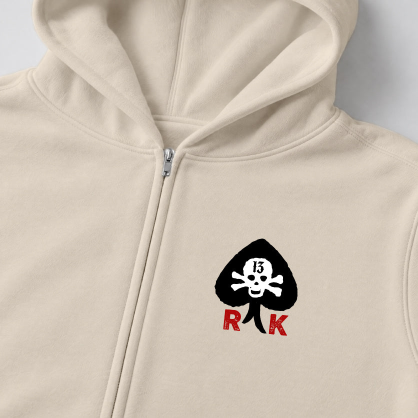 RUM KNUCKLES RK SPADE 13 Zip Hoodie - Ecru - detail