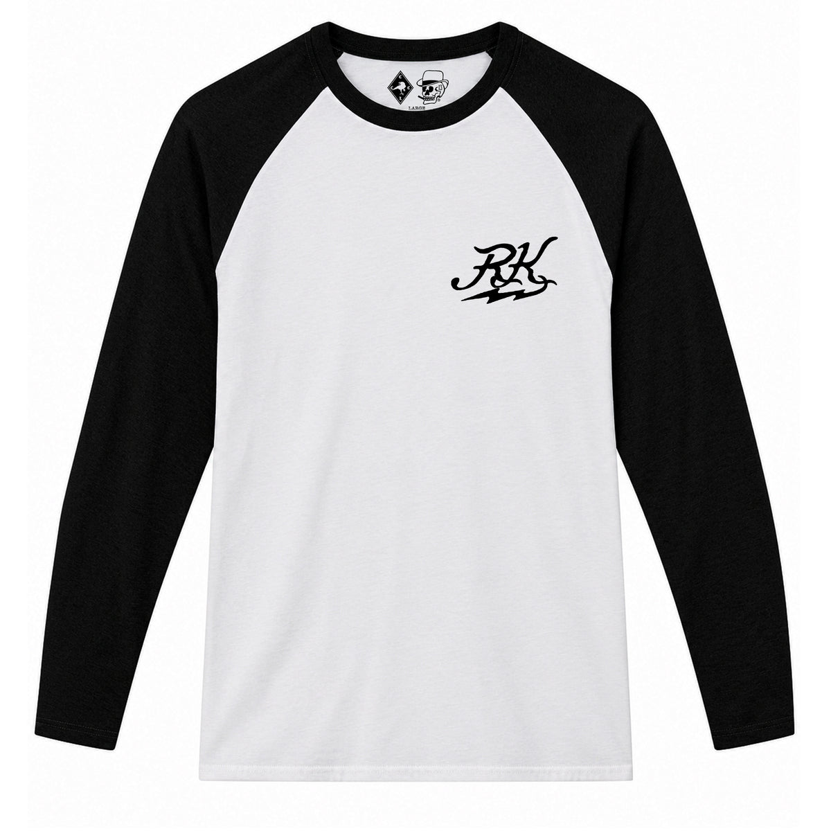 RUM KNUCKLES SOLDIER Baseball Tee - White/Black - front