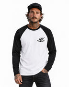 RUM KNUCKLES SOLDIER Baseball Tee - White/Black - model front