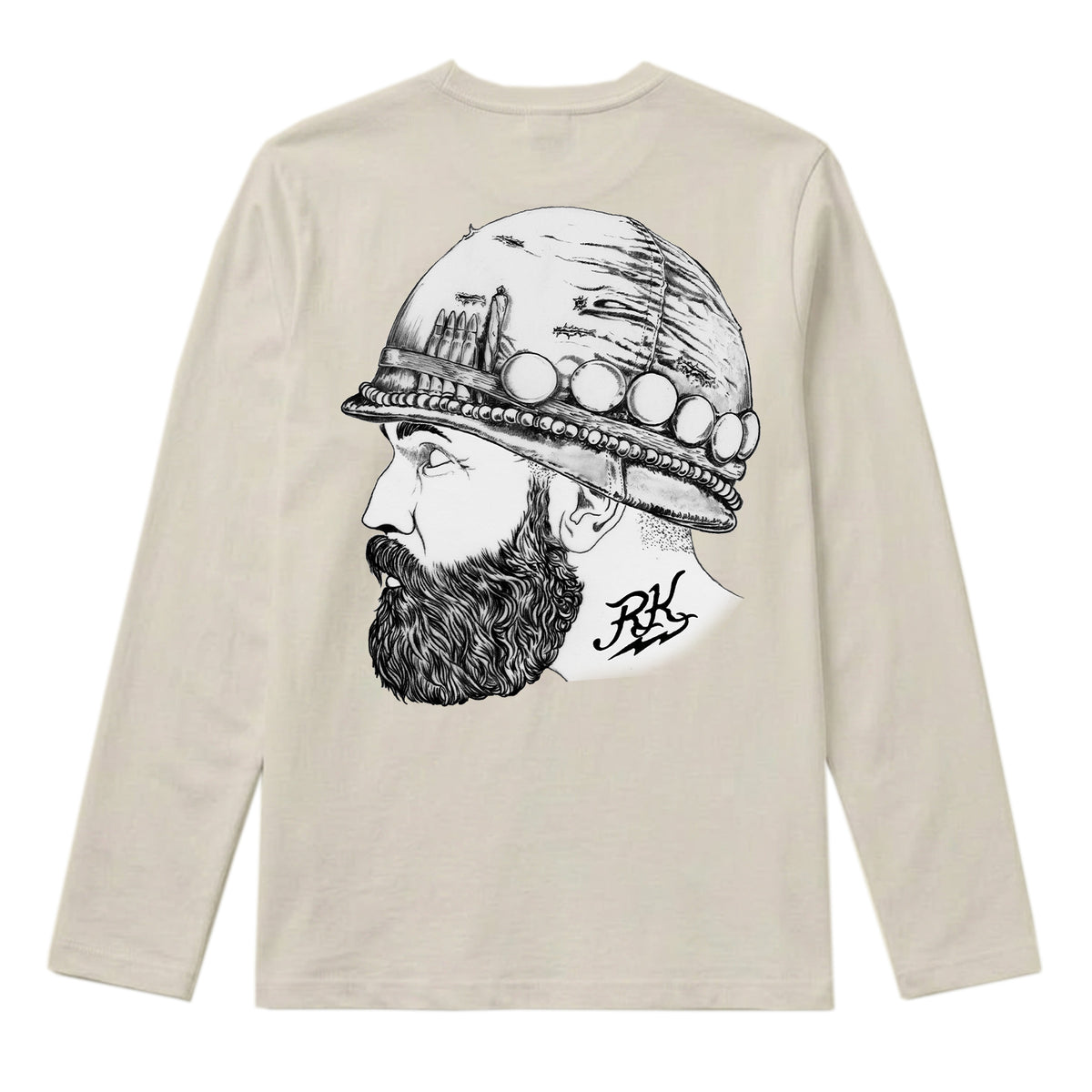 RUM KNUCKLES SOLDIER Long Sleeve Tee - Ecru - back