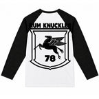 RUM KNUCKLES FLYING HORSE Baseball Tee - White/Black - back