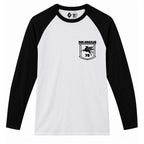 RUM KNUCKLES FLYING HORSE Baseball Tee - White/Black - front