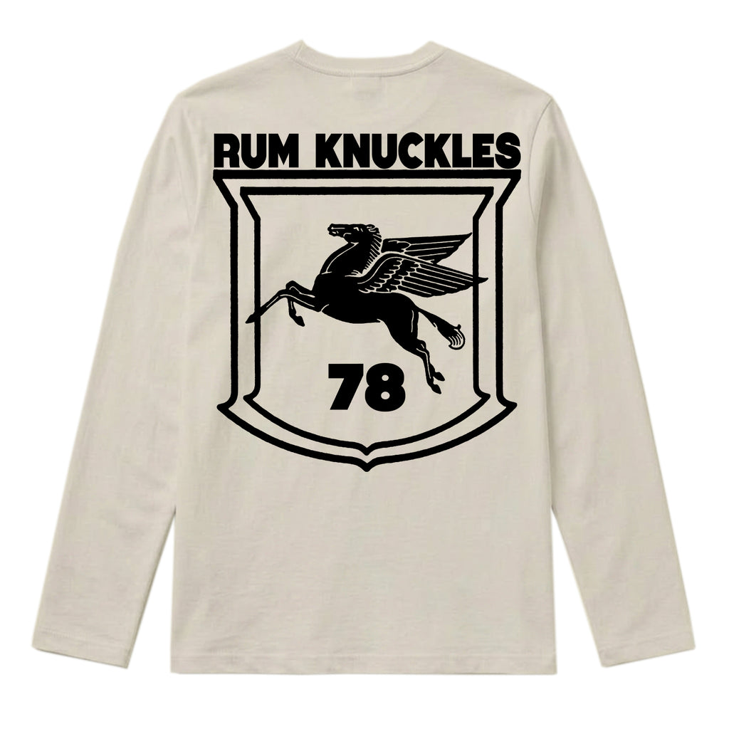 RUM KNUCKLES FLYING HORSE Long Sleeve Tee - Ecru - back