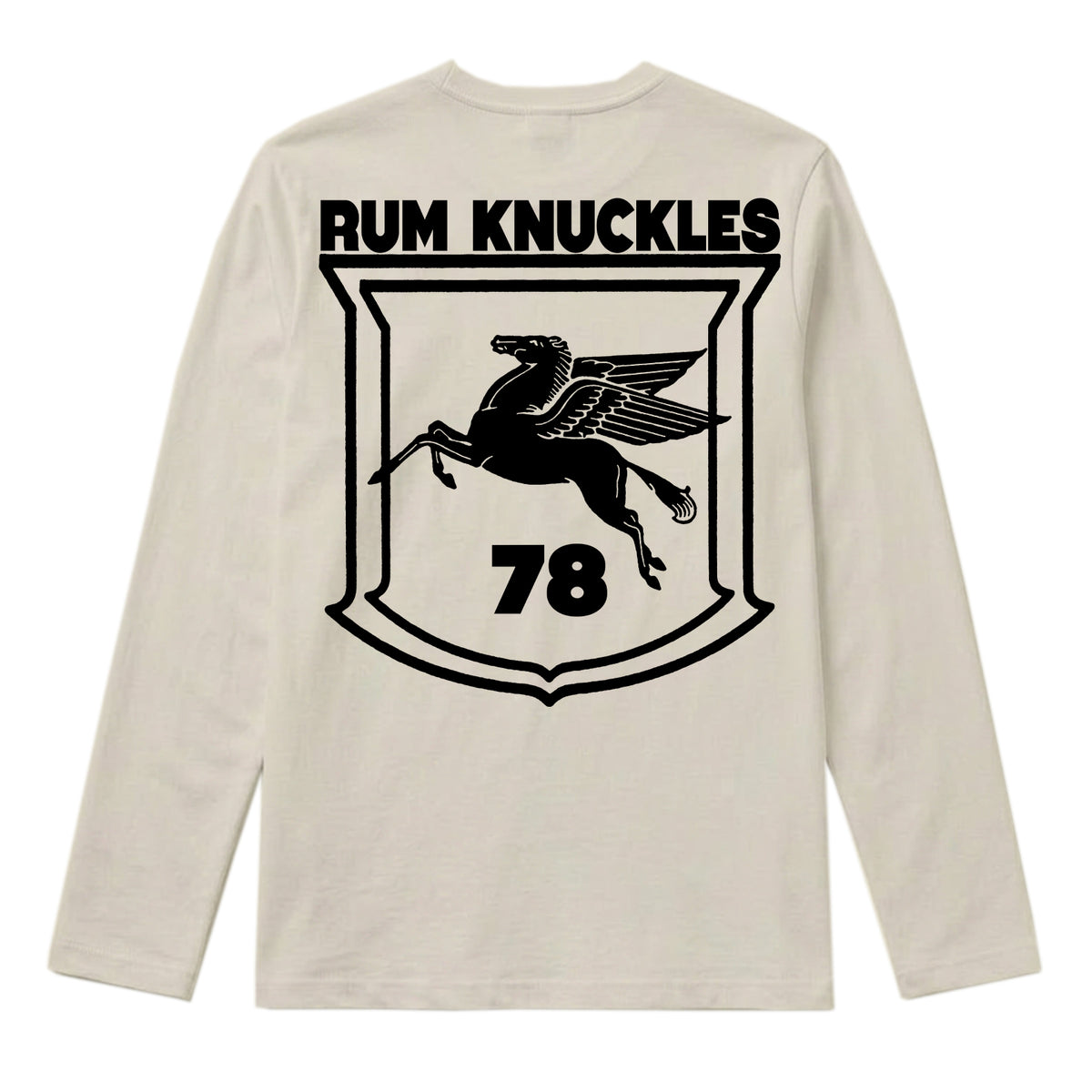 RUM KNUCKLES FLYING HORSE Long Sleeve Tee - Ecru - back