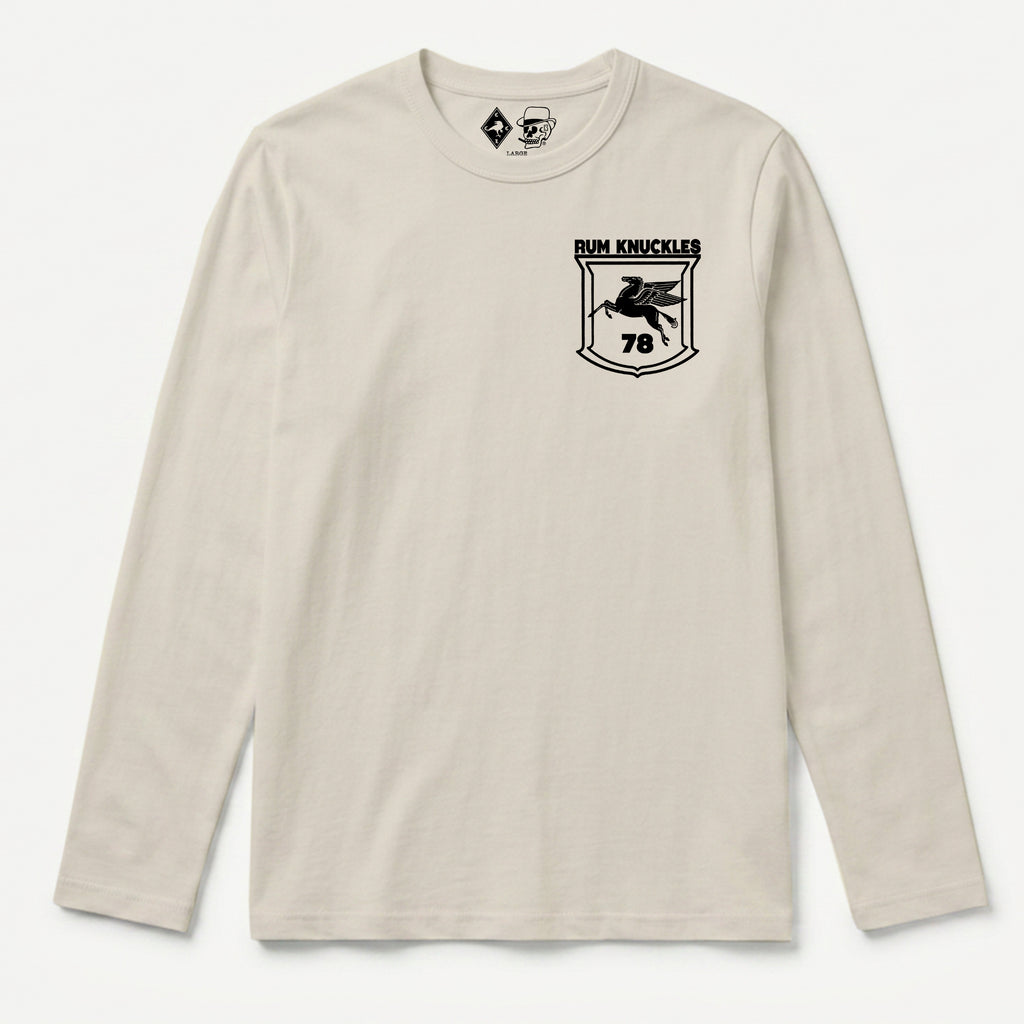 RUM KNUCKLES FLYING HORSE Long Sleeve Tee - Ecru - front