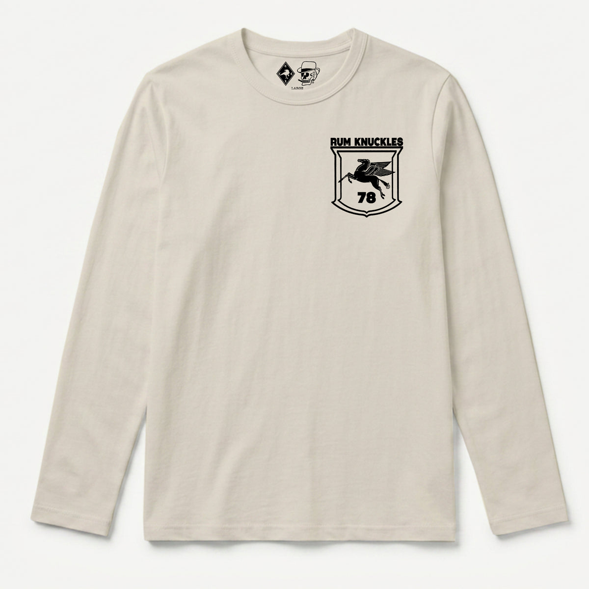 RUM KNUCKLES FLYING HORSE Long Sleeve Tee - Ecru - front