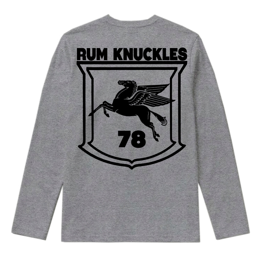 RUM KNUCKLES FLYING HORSE Long Sleeve Tee - Heather Grey - back